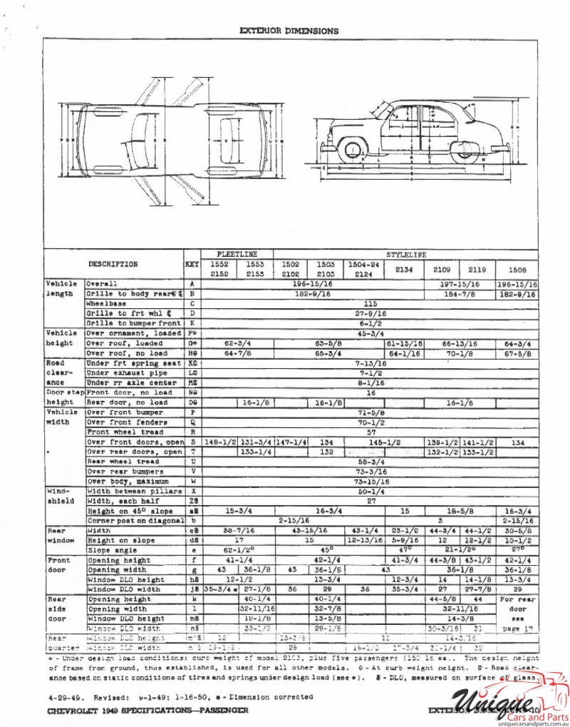 1949 Chevrolet Specifications Page 6